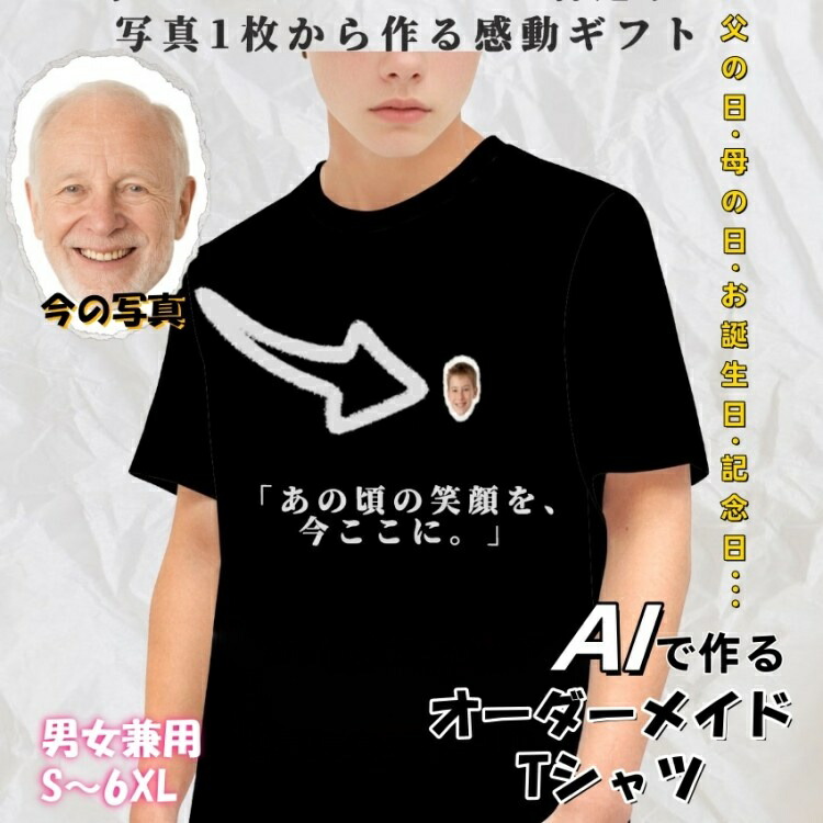 【1枚からOK】オーダーメイド写真プリントTシャツ｜名入れ可｜誕生日・記念日・推し活ギフトに最適｜ユニセックス対応 オーダーメイド Tシャツ 写真 プリント 名入れ プレゼント ギフト サプライズ 記念日 誕生日